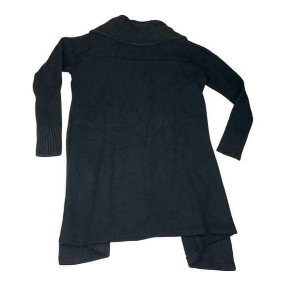 allbirds women's small the cardi long wool open Black Open Front Cardigan sweate - Picture 2 of 9